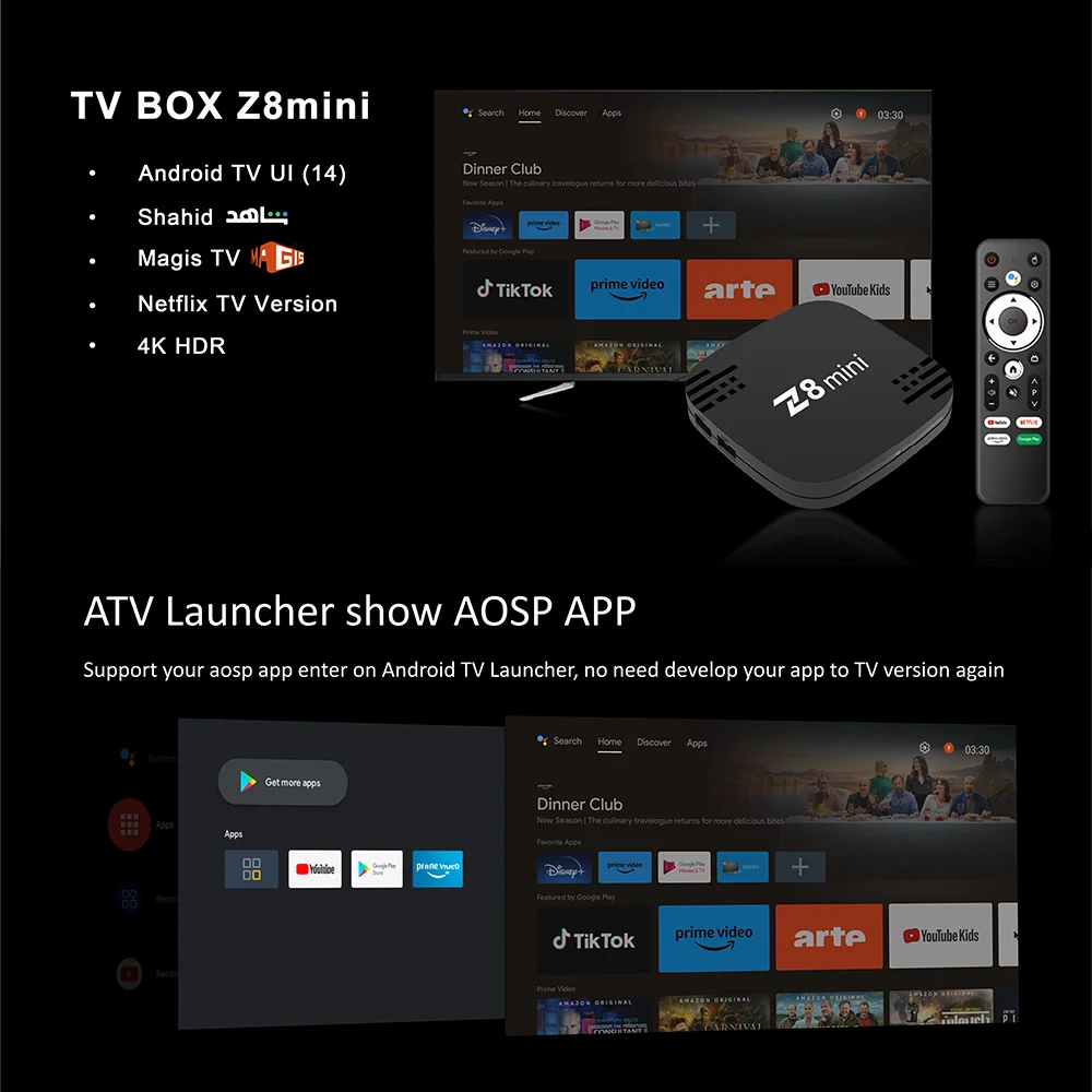 ATV Z8mini TV Box Quad Core AndroidTV Android14 BT 2GB 8GB 2,4G/5G WiFi Dual 4K HD reproductor multimedia decodificador inteligente - imagen 3