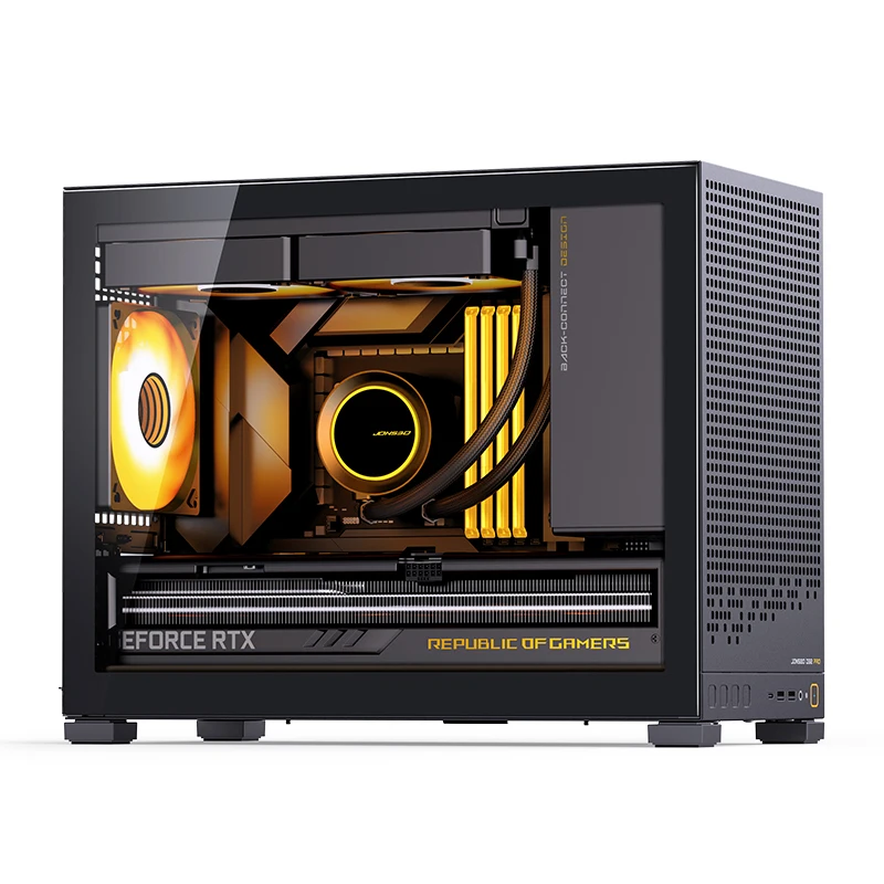 JONSBO D32 STD MATX Caja de PC pequeña de escritorio Placa base transparente Potencia ATX ajustable 240 Refrigeración por agua Negrousteрпус пк mire - imagen 3