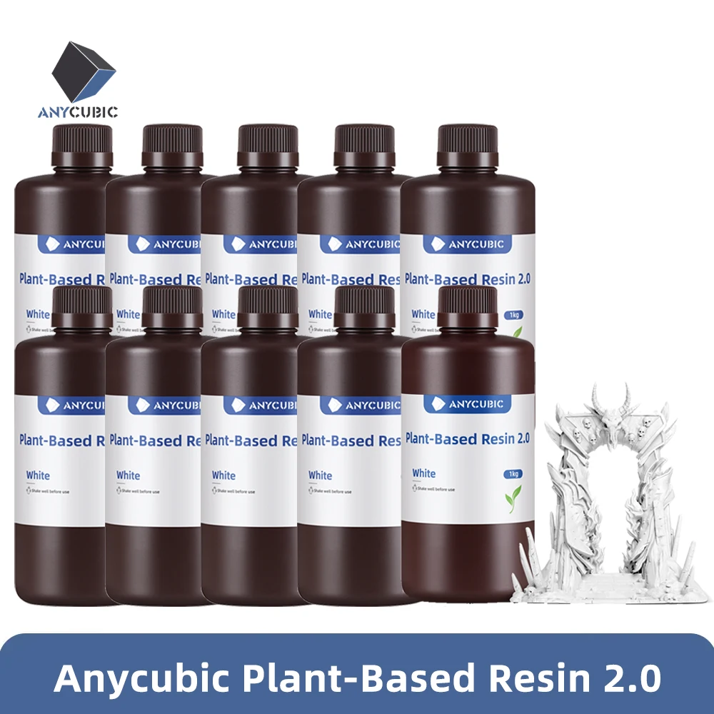 Resina a base de plantas ANYCUBIC 2,0 de 10KG para impresora 3D LCD Material de impresión 3D líquido de bajo olor 1 kg/botella resina ECO UV - imagen 2