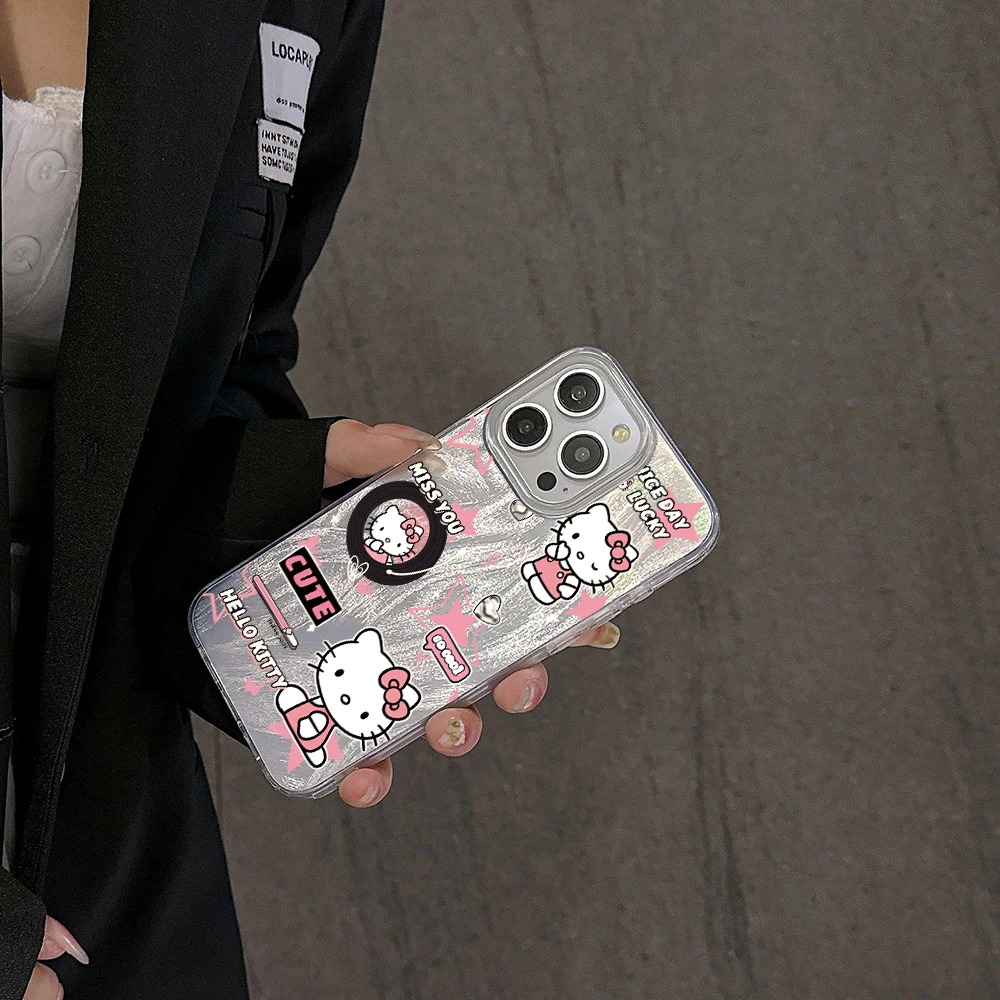 Funda de teléfono con dibujos animados para Samsung Galaxy, carcasa dura con textura de plumas, Hello Kitty claw machine, rosa, S24, S23 Ultra Plus, 5G, S21 FE - imagen 5