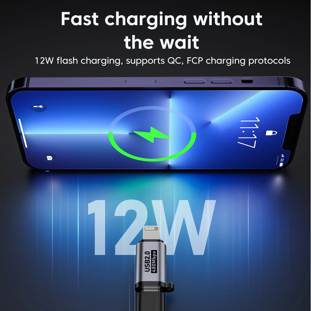 NNBILI 5V 2.4A 2 uds 8 tipos tipo C a adaptador iOS para iPhone Micro USB a USB C 480Mbps carga transferencia de datos IOS a Micro USB - imagen 4