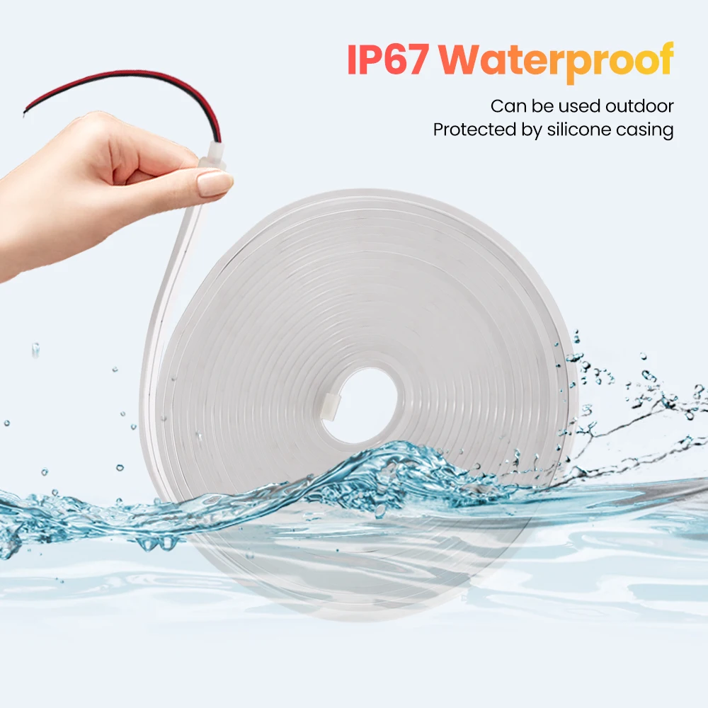 Tira de luces Led de neón de 24V 2835 IP67, cuerda de neón suave impermeable, luz naranja, rojo, azul, verde, blanco, rosa, amarillo para decoración del hogar - imagen 4