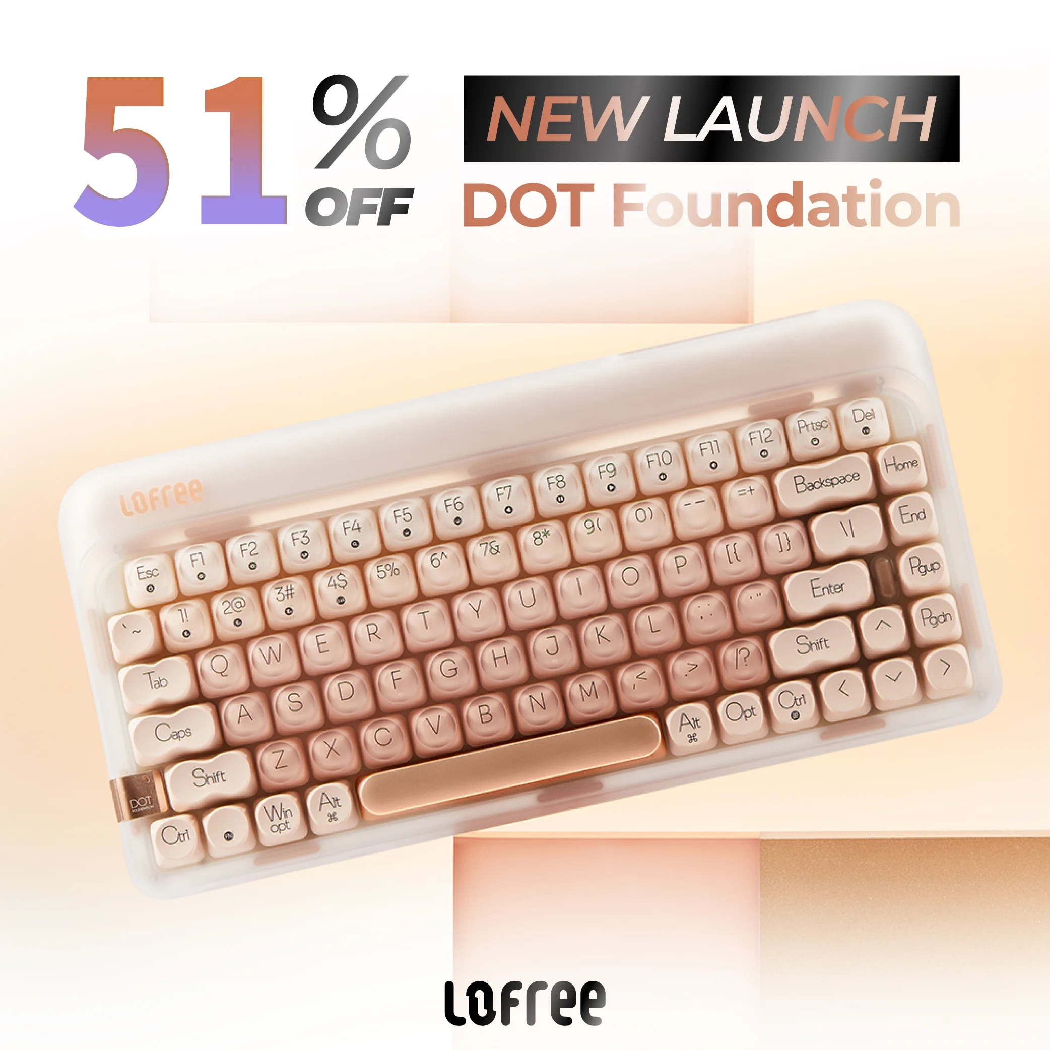 LOFREE DOT-Teclado mecánico "base", inalámbrico, Bluetooth, tres modos, enchufe en caliente y estructura de junta, teclado óptico único - imagen 2