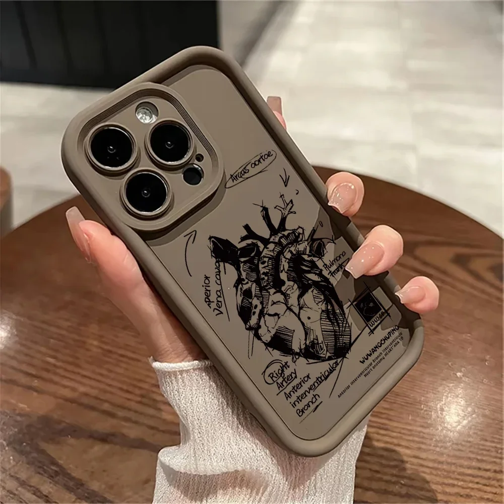 Funda de teléfono médica con forma de corazón, modelo Cardiovascular creativo para iPhone 17 15 Pro Max 11 12 13 14 16 Pro XR 7 8 Plus, cubierta anticaída - imagen 5