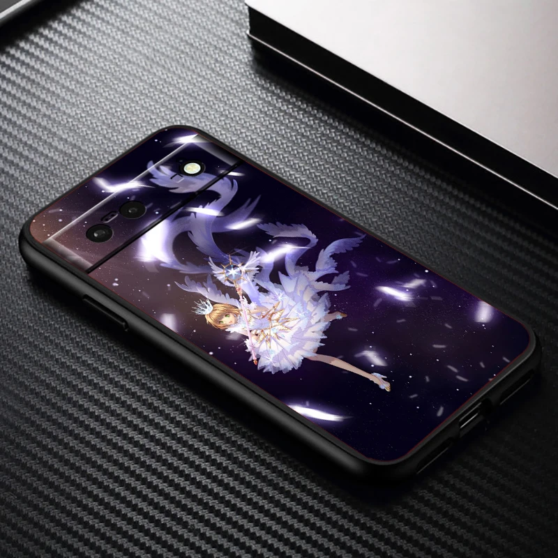Funda de teléfono de silicona negra a prueba de golpes, arte de cómic Sakura para Google Pixel 9, 8, 7A, 7, 6A, 6, 5A, 5, 4, 4A, XL, 5G - imagen 4