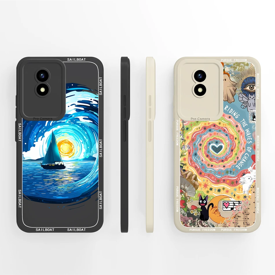 Para Vivo Y02 Y02A Y02T Y02S funda de teléfono patrones coloridos parachoques de silicona líquida suave para Vivo Y 02 carcasa protectora a prueba de golpes - imagen 5