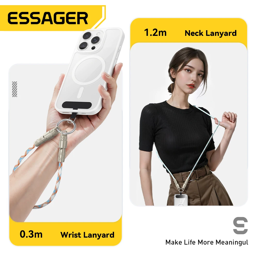 Essager 60W tipo C a tipo C Cable de carga rápida para iPhone 16 Xiaomi Huawei cordón Halter cuello muñeca Cable multifuncional - imagen 3