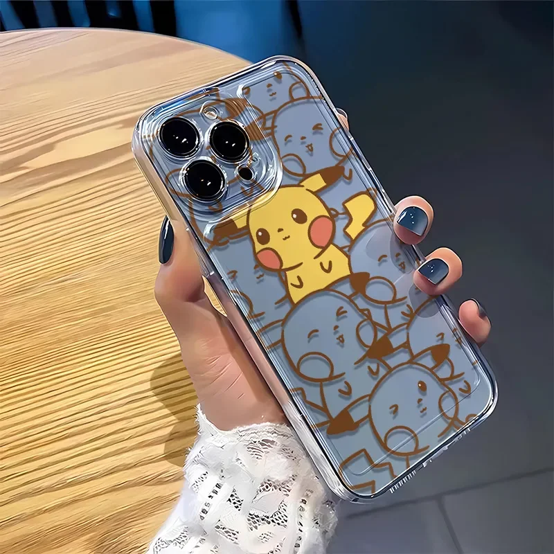 Pokémon línea de pantalla completa Pikachu funda de teléfono para iPhone 11 12 13 14 15 16 17 Pro Max X XR XS SE 8 Plus Y2K encantadora funda de silicona - imagen 5