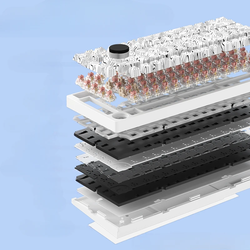 Kit de teclado mecánico YK820 75%, carcasa de aleación de aluminio personalizada, con cable, triodo, Bluetooth, 2,4G, junta inalámbrica, Kit de teclado de intercambio en caliente - imagen 5
