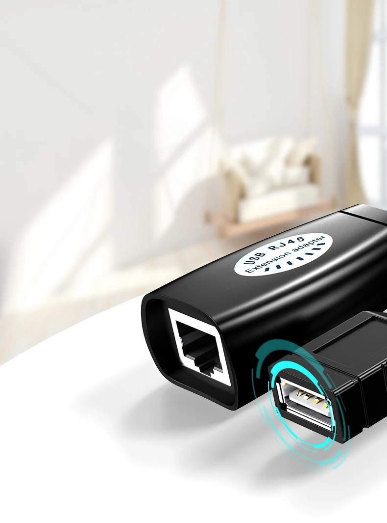 Adaptador de extensión de Cable USB a RJ45 LAN, extensor sobre Cat5e, Cable Ethernet Cat6, 30m, 50M, 150 pies, para ordenador portátil, PC, teclado, ratón - imagen 5