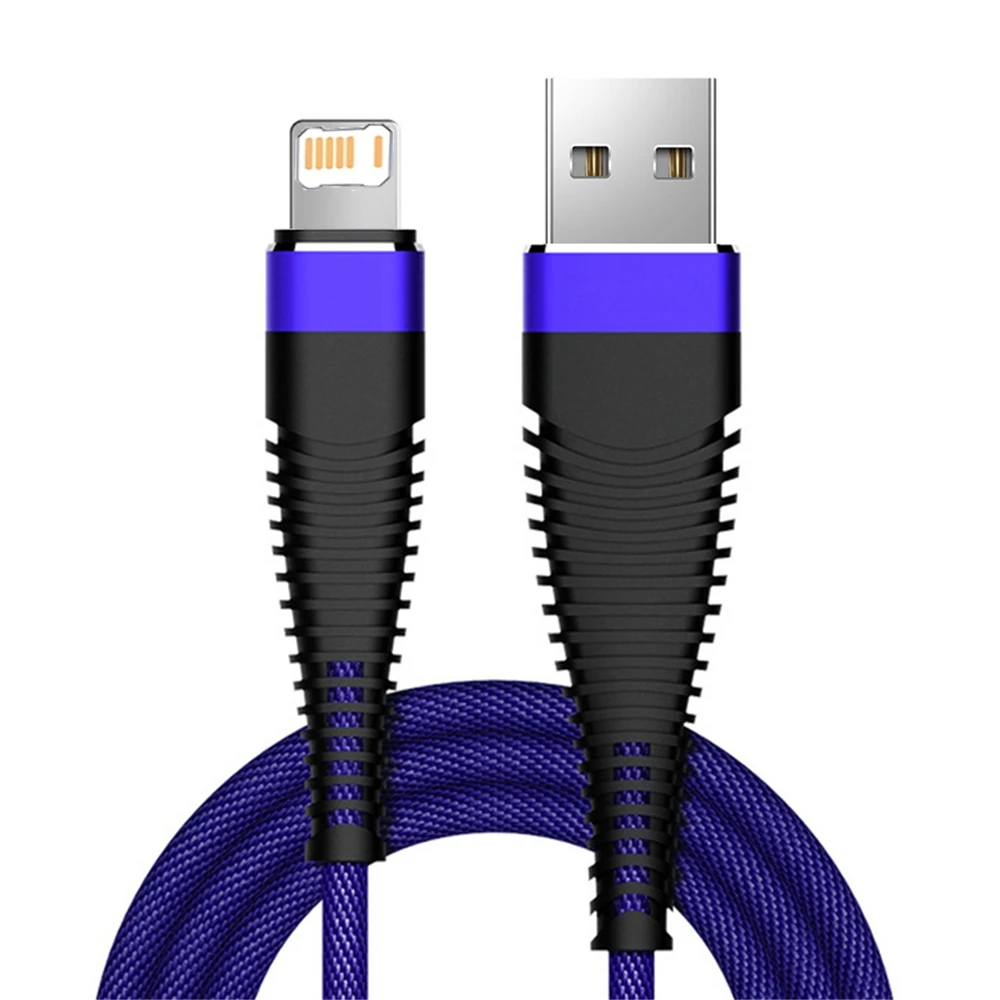 Cable USB de carga rápida antiflexión trenzado de tela para iPhone 11 12 13 Mini 14 Pro XS Max X XR 7 8 Plus Cable de datos de carga rápida - imagen 3