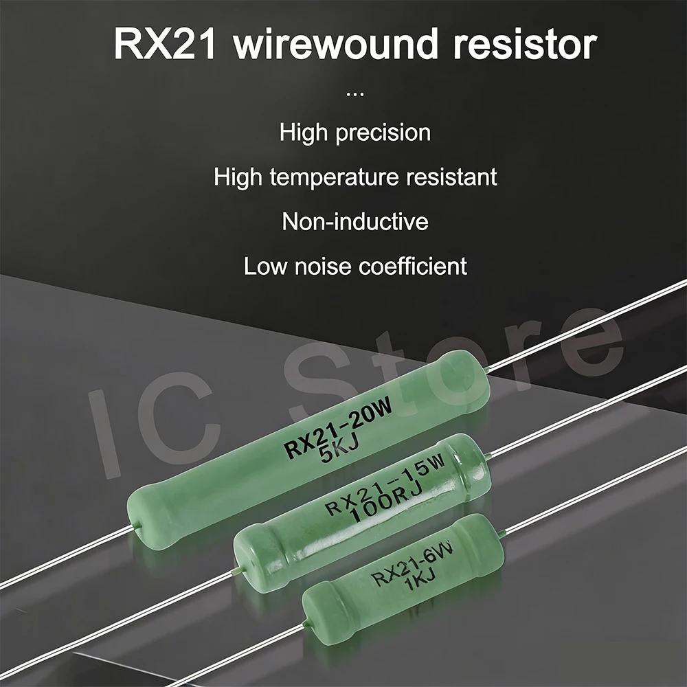 10 Uds RX21 resistencia de potencia enrollada de alambre 15W 20W 5 por ciento de tolerancia 0,1 Ohm a 15K Ohm resistencias cerámicas de alta potencia - imagen 2