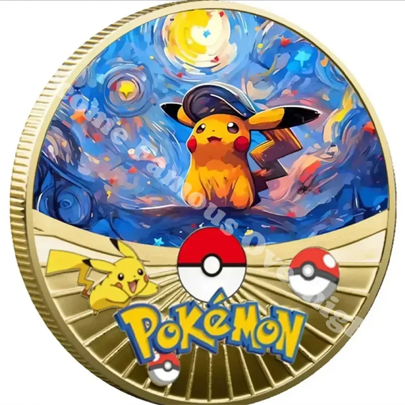 Pokemon Anime chapado en oro juego de monedas de oro moneda conmemorativa Pikachu Mewtwo Charizard colección de juegos de monedas de oro regalo para niños - imagen 2