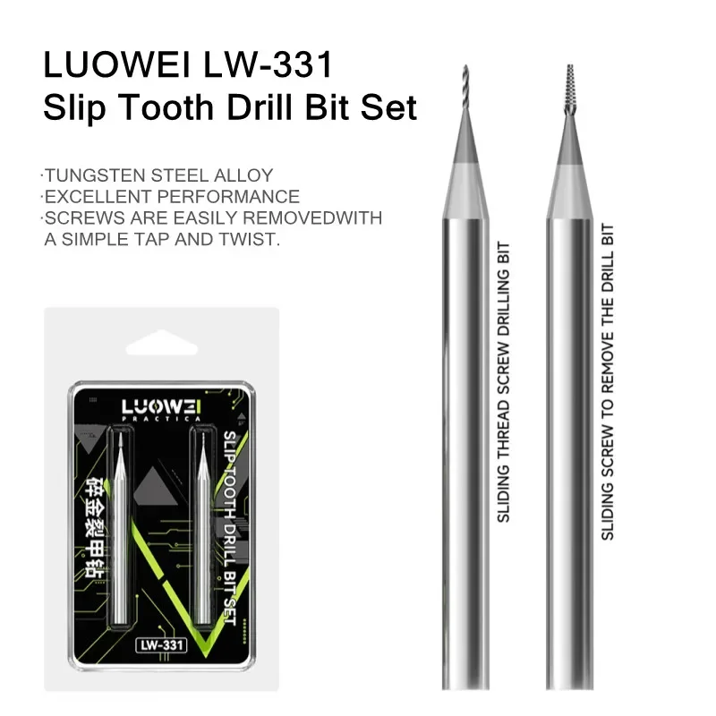 LUOWEI LW-331 Juego de brocas con dientes deslizantes, aleación de acero de tungsteno, elimina rápidamente el tornillo deslizable sin dañar el marco, reparación de teléfonos - imagen 3