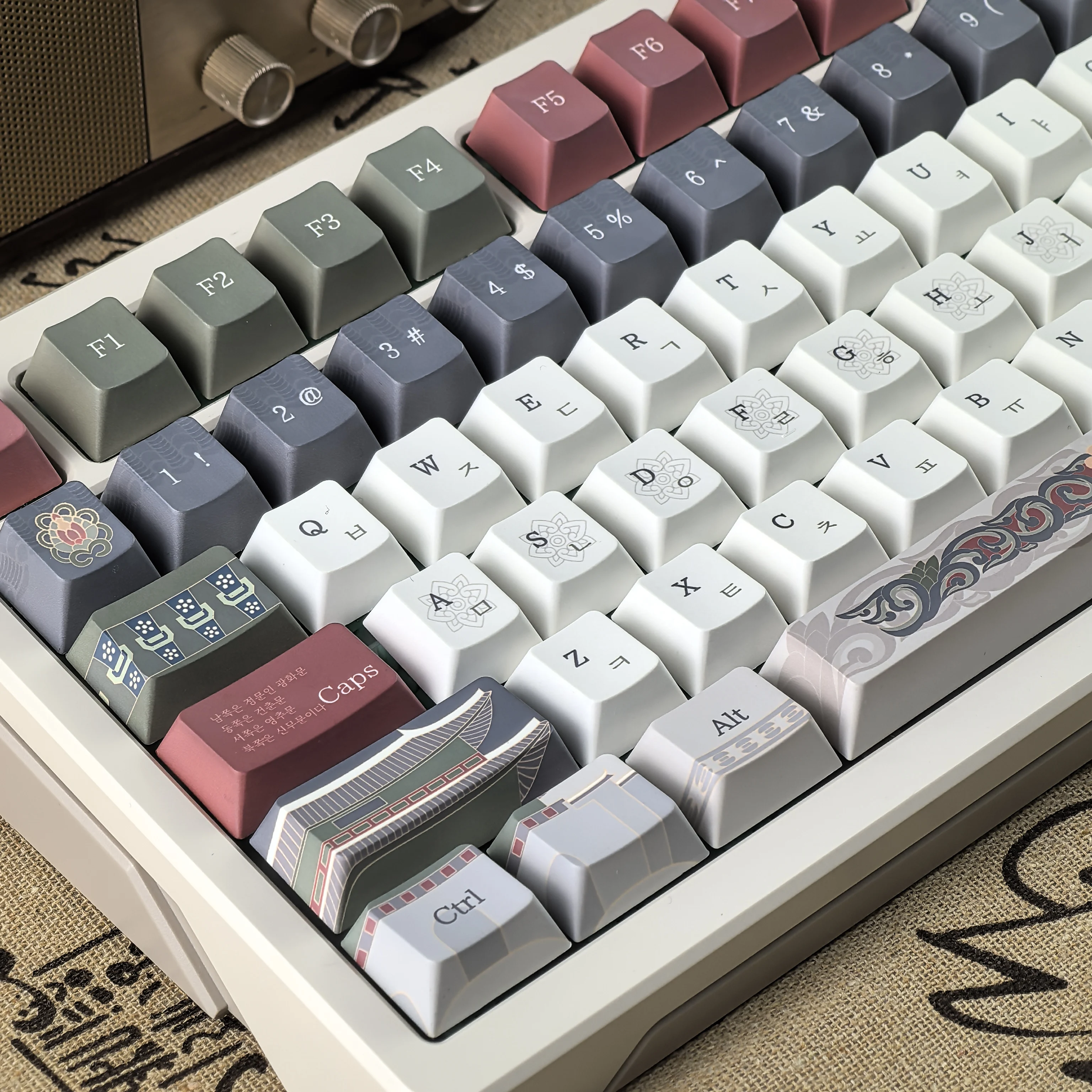 Cherry coreano Keycap Gyeongbokung Palace Moa Pbt arquitectura antigua Vintage Retro teclado Keycap para Aula 75/F87/F99 - imagen 2