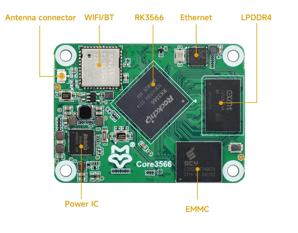El módulo Luckfox Core3566 incorpora Rockchip RK3566 Quad-core Arm Cortex-A55 1,8 GHz 32 GB eMMC Compatible con Raspberry Pi CM4 - imagen 4
