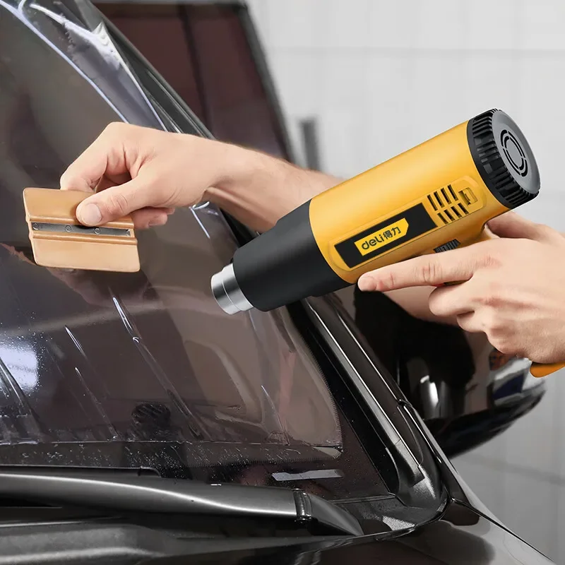 Pistola de calor Deli 1600W Pistola de aire caliente profesional Temperatura ajustable 100-590 ℃ para pintura peladora DIY que encoge PVC y el hogar
