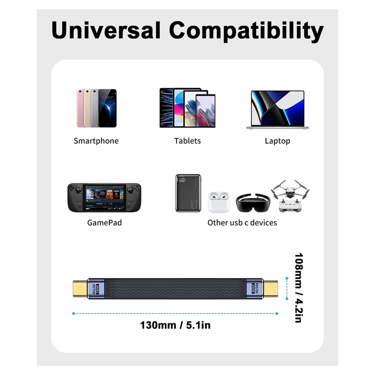 Enjoy Life, It's Worth Having 40Gbps USB 4.0 PD 240W Fast Charging Cable Support 8K 4K Video Transmission Mobile Data Cable for - imagen 4