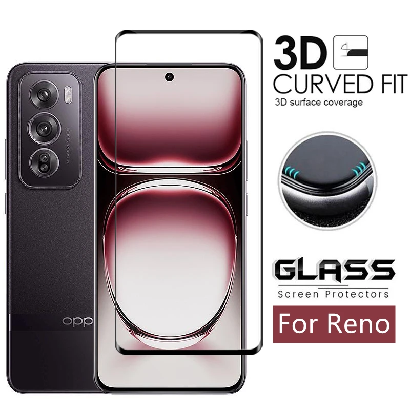 Protector de pantalla de vidrio de cubierta completa para OPPO, película protectora para teléfono 3D, Reno 12 Pro - imagen 2