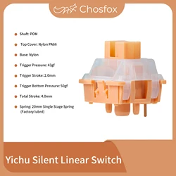 Chosfox Yichu Interruptor Teclado Mecánico Lineal Silencioso Lubricado