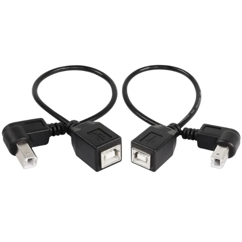 Cable de impresora USB 2.0 tipo B, paquete de 2 USB 2.0 B hembra a tipo B macho (ángulo recto de 90 grados hacia arriba y hacia abajo) extensión corta de impresora - imagen 2