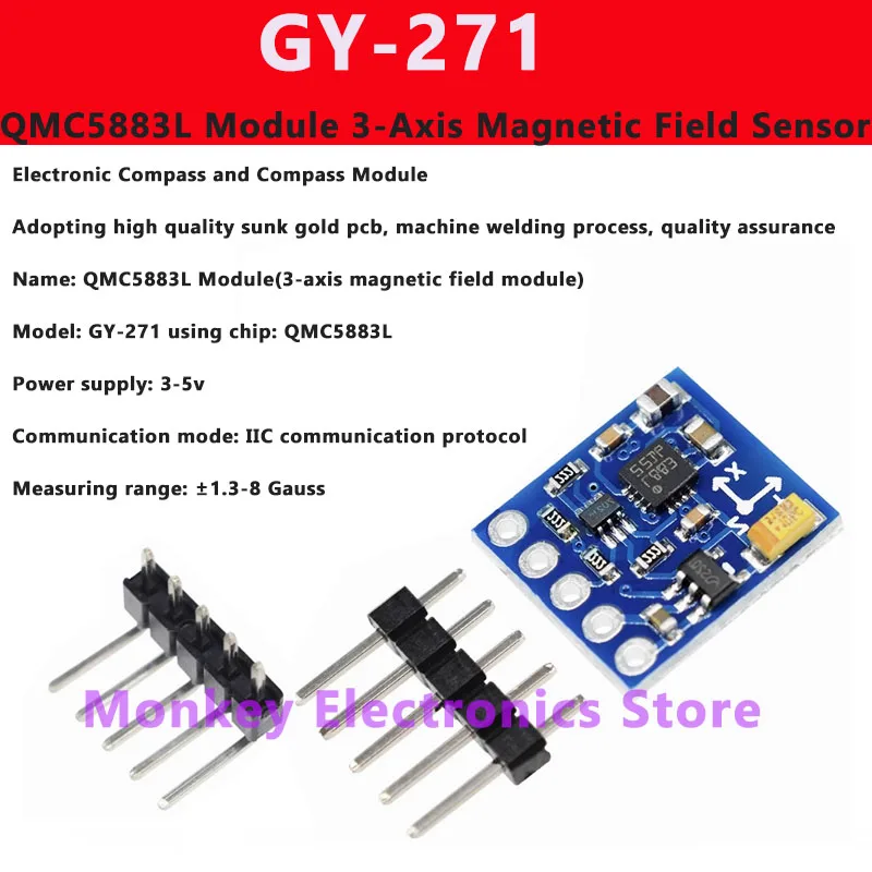 GY-521 GY-271 GY-61 Serie MPU6050 Módulo Sensor de ángulo 3D 6DOF Acelerómetro de triple seis ejes Giroscopio electrónico - imagen 5