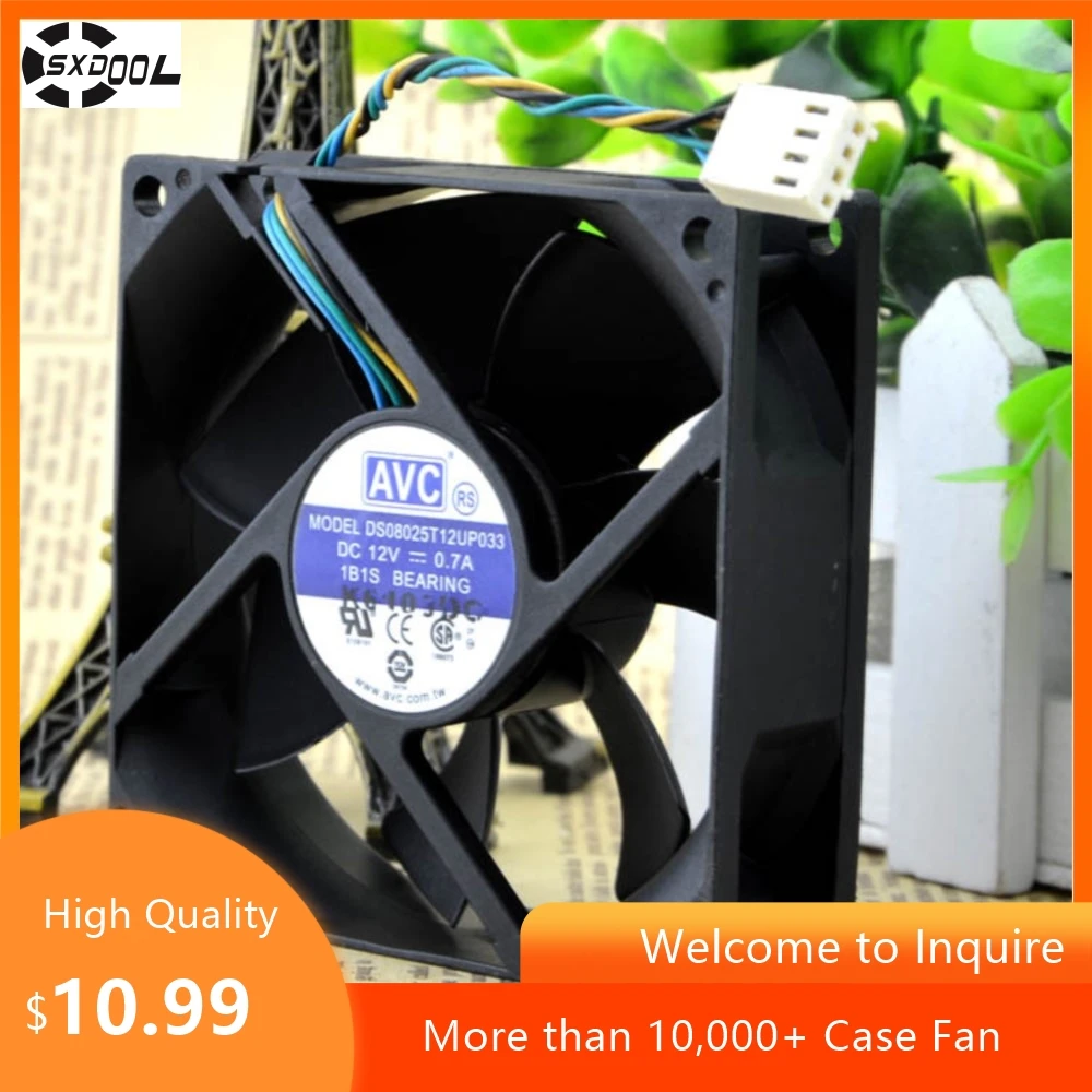 Para AVC 12V 0.7A DS8025T12U P033 8025 8CM ventilador de refrigeración de chasis de computadora de alto flujo de aire de 4 cables, sistemas ideales para juegos y servidores - imagen 4