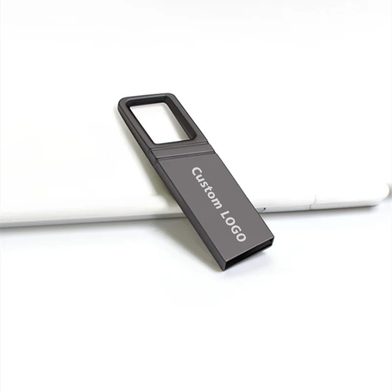 Unidad flash USB2.0 de metal gris con logotipo de grabado láser personalizado gratis 4GB 8GB 16GB 32GB 64GB 128GB - imagen 5