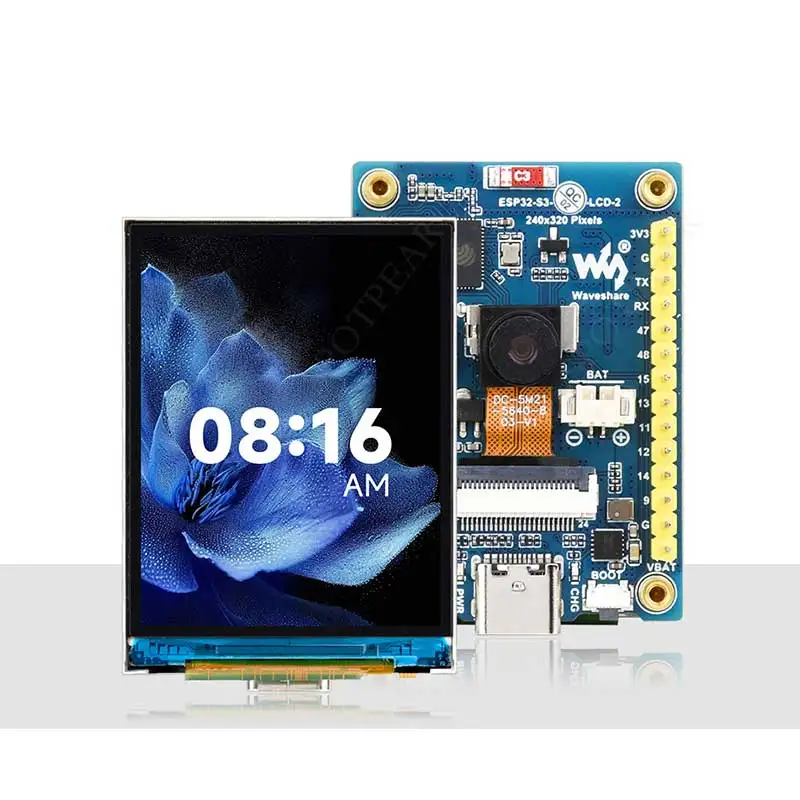 Placa de desarrollo de cámara LCD ESP32 S3, pantalla de 2 pulgadas 240x320, Sensor QMI8658/puerto de batería LVGL/HMI para Arduino