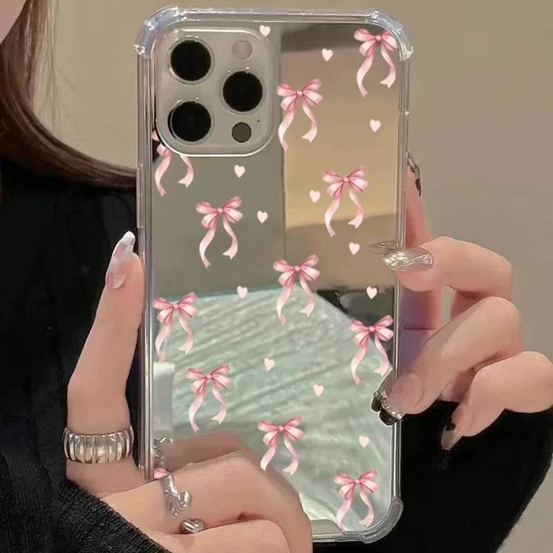 Funda de teléfono con espejo y lazo colorido para Samsung Galaxy A06 A14 A23 A36 A52 A55 A56 S25 S24 S23 S22 S21 Ultra Plus FE, funda a prueba de golpes - imagen 4