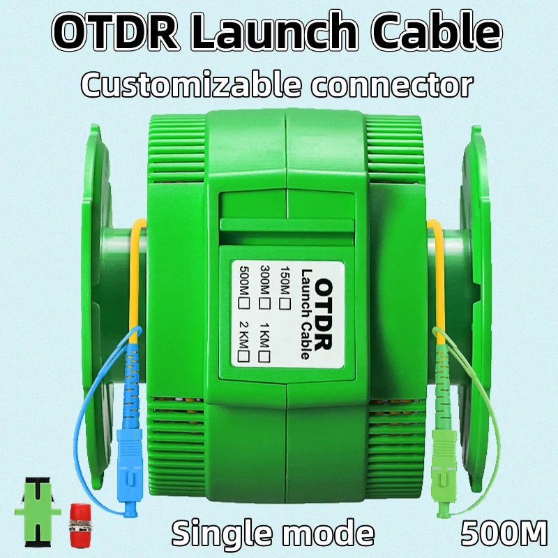 Cable de lanzamiento OTDR de modo único de 500M, Cable de extensión de prueba de fibra óptica SC/FC/ST/LC(U/APC), eliminador de zona muerta, anillo de fibra de AUA-20