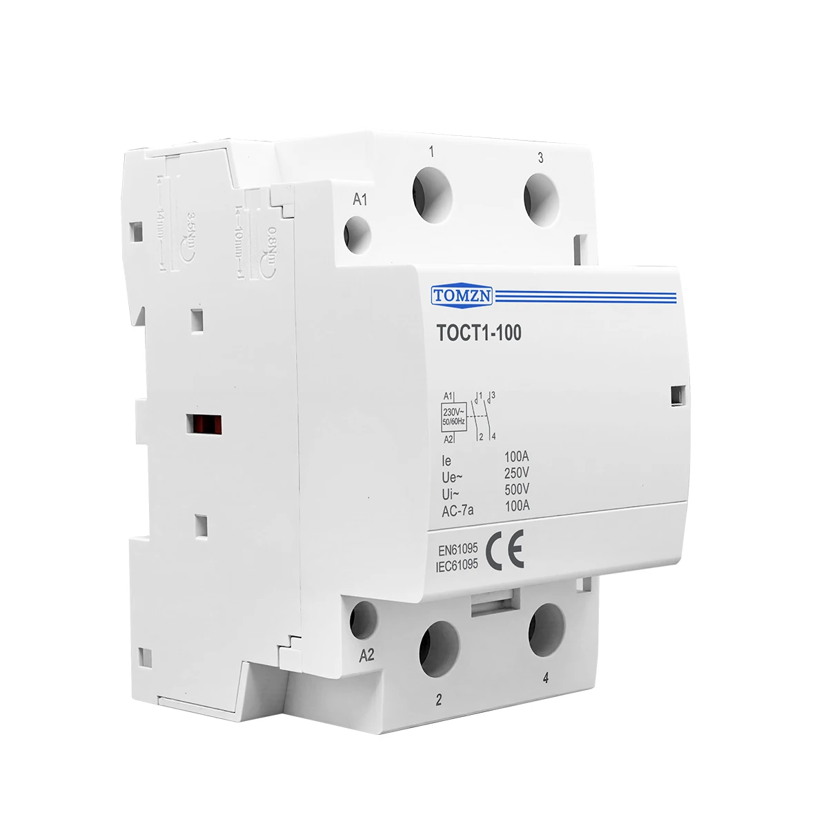 TOCT1 2P 100A 2NO/1NC1NO/2NC 230V 50/60Hz Contactor Modular de CA para el hogar con carril Din - imagen 2