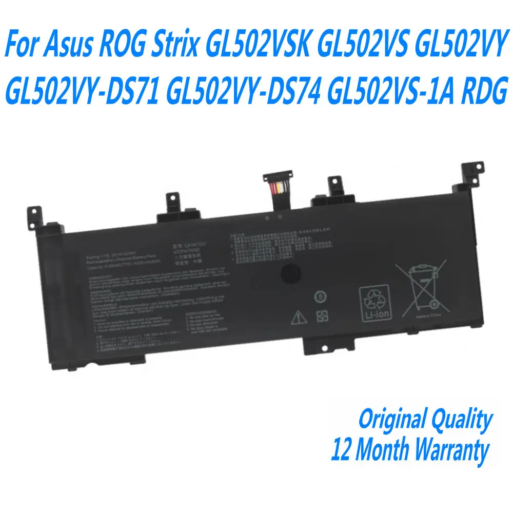 Nueva batería de ordenador portátil 15,2 V 62Wh C41N1531 para Asus ROG Strix GL502VSK GL502VS GL502VY GL502VY-DS71 GL502VY-DS74 GL502VS-1A RDG