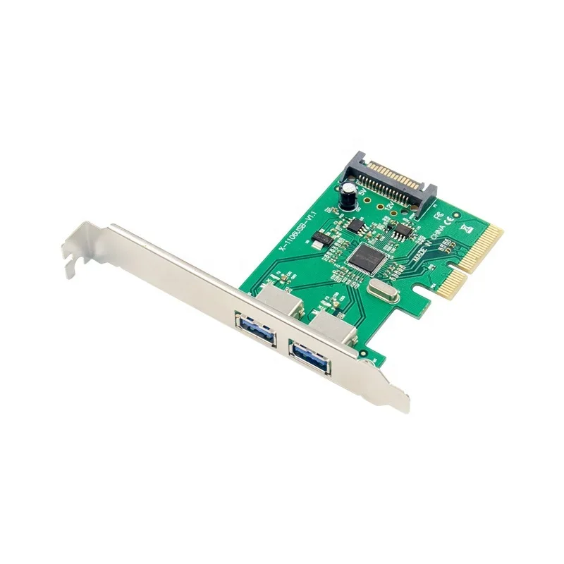 Tarjeta adaptadora PCI-E a 2 puertos USB 3,1, PCI Express 1x tipo A, tarjeta convertidora USB 3,0 de 2 puertos, Chipset AMS1142
