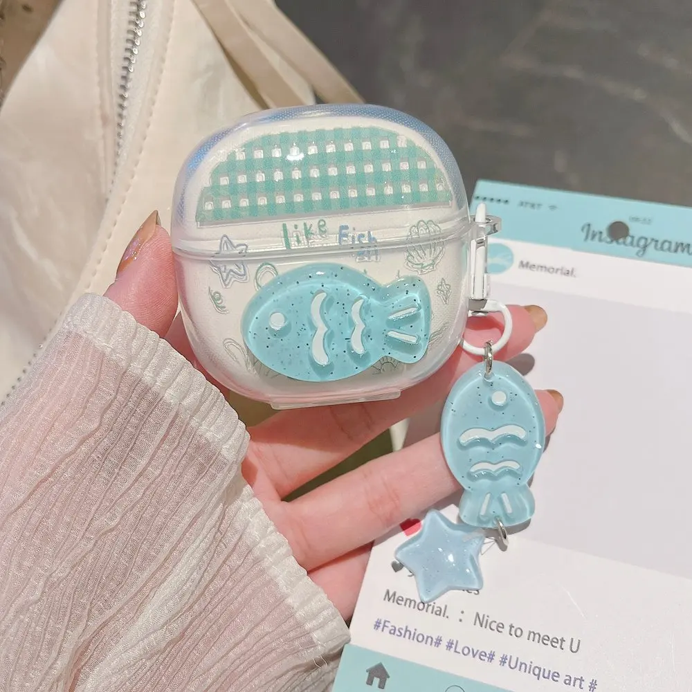 Funda de silicona para auriculares Redmi Buds 6 Lite, funda protectora para auriculares inalámbricos con Bluetooth y pez de dibujos animados en 3D con llavero