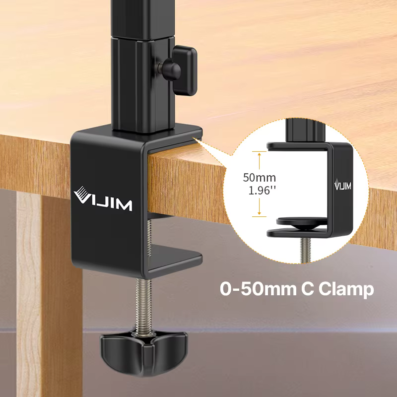 VIJIM LS25 abrazadera C soporte de luz de escritorio Flexible soporte de micrófono brazo de pluma en vivo con cabeza de bola de 1/4 "3/8" 5/48 "para teléfono inteligente DSLR - imagen 5