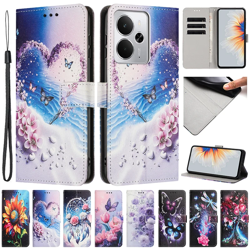 Para Realme 14 Funda 1 Realme14 5G RMX5075 Funda protectora tipo billetera pintada Funda de teléfono para OPPO Realme 14 14T 5G RMX5078 Funda - imagen 2