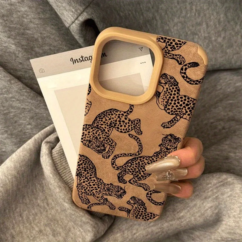 Funda de teléfono de cuero regenerado con patrón de leopardo vivo para iPhone 17 16 15 14 Pro Max 13 12 11 XS XR X 16 Plus cubierta de parachoques a prueba de golpes - imagen 4