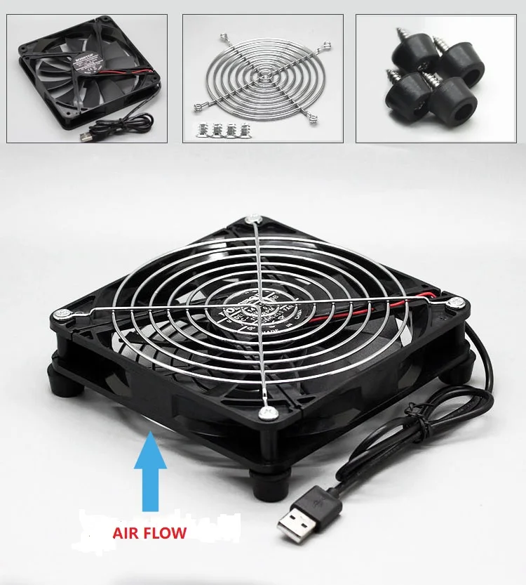 Ventilador de escritorio silencioso con doble rodamiento de bolas, enrutador USB AC66U B1, 14CM, 5V - imagen 5