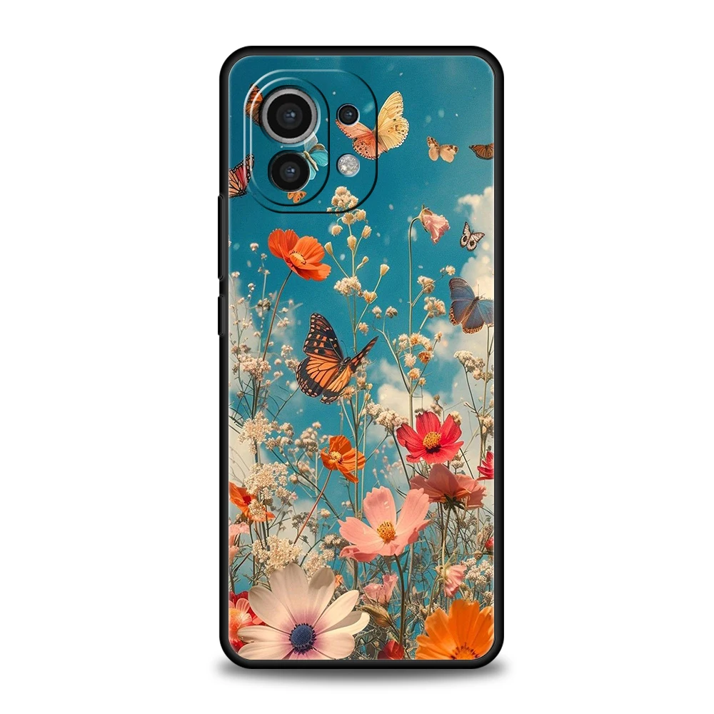 Funda de teléfono para Xiaomi 15 14 13 12 Lite 14T 13T 12T Pro Poco X7 X6 X5 X4 X3 NFC F7 Ultra F6 Pro funda suave floral y mariposa - imagen 3