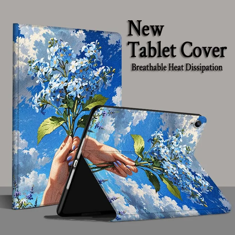 Flor de pintura al óleo para Samsung Galaxy Tab A7 A A8 A9 A11 S6 S11 10,1 10,4 10,5 pulgadas Lite PLus funda para tableta - imagen 5