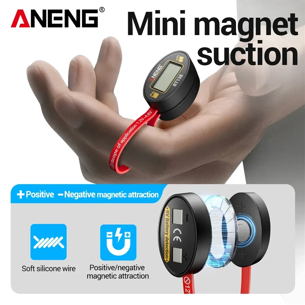ANENG BT138 probador de batería portátil C D AA AAA pila de botón pantalla de prueba de litio probador de batería herramienta Detector de banco de energía - imagen 4