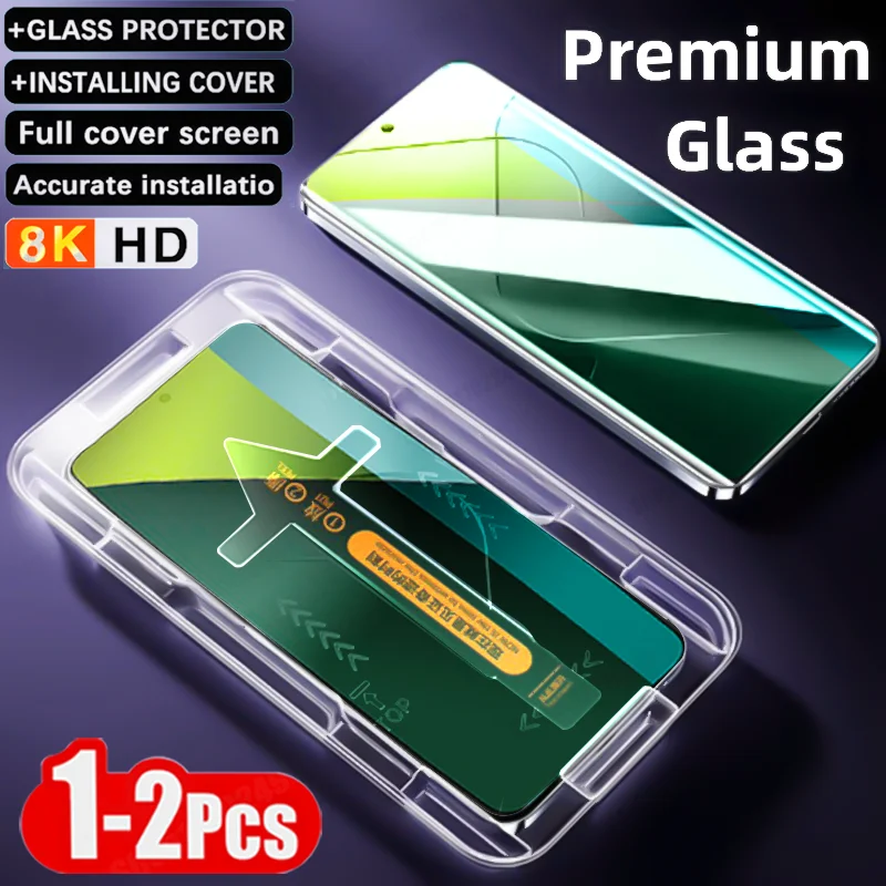 Caja de instalación a prueba de polvo para Xiaomi Mi Note 13, 12, 11 Pro Plus, Protector de pantalla 5G, Redmi 13C, 8K, vidrio Premium OLEOFÓBICO, 1-2 piezas - imagen 2