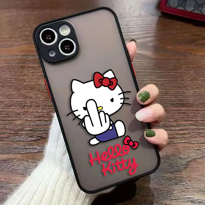 Funda de teléfono mate con dibujos de Hello k-kitty Cat para iPhone Apple 16 16E 15 11 12 13 14 Pro Max Mini SE 8 7 Plus, carcasa de TPU DIY - imagen 4