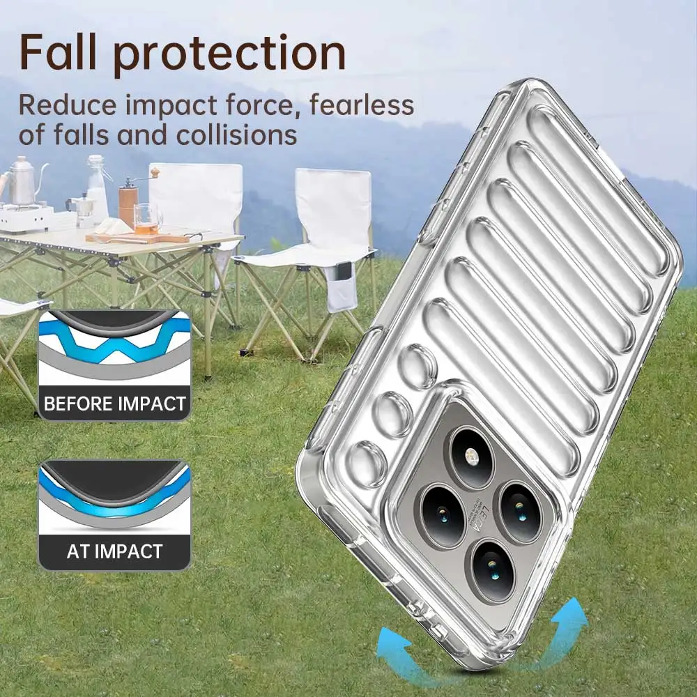 Funda de armadura de cojín de aire de cápsula de Color sólido a prueba de golpes para Xiaomi Mi 14T 14 Ultra 14C Poco F6 M6 X6 Pro 5G C65 C61 funda suave de TPU - imagen 2