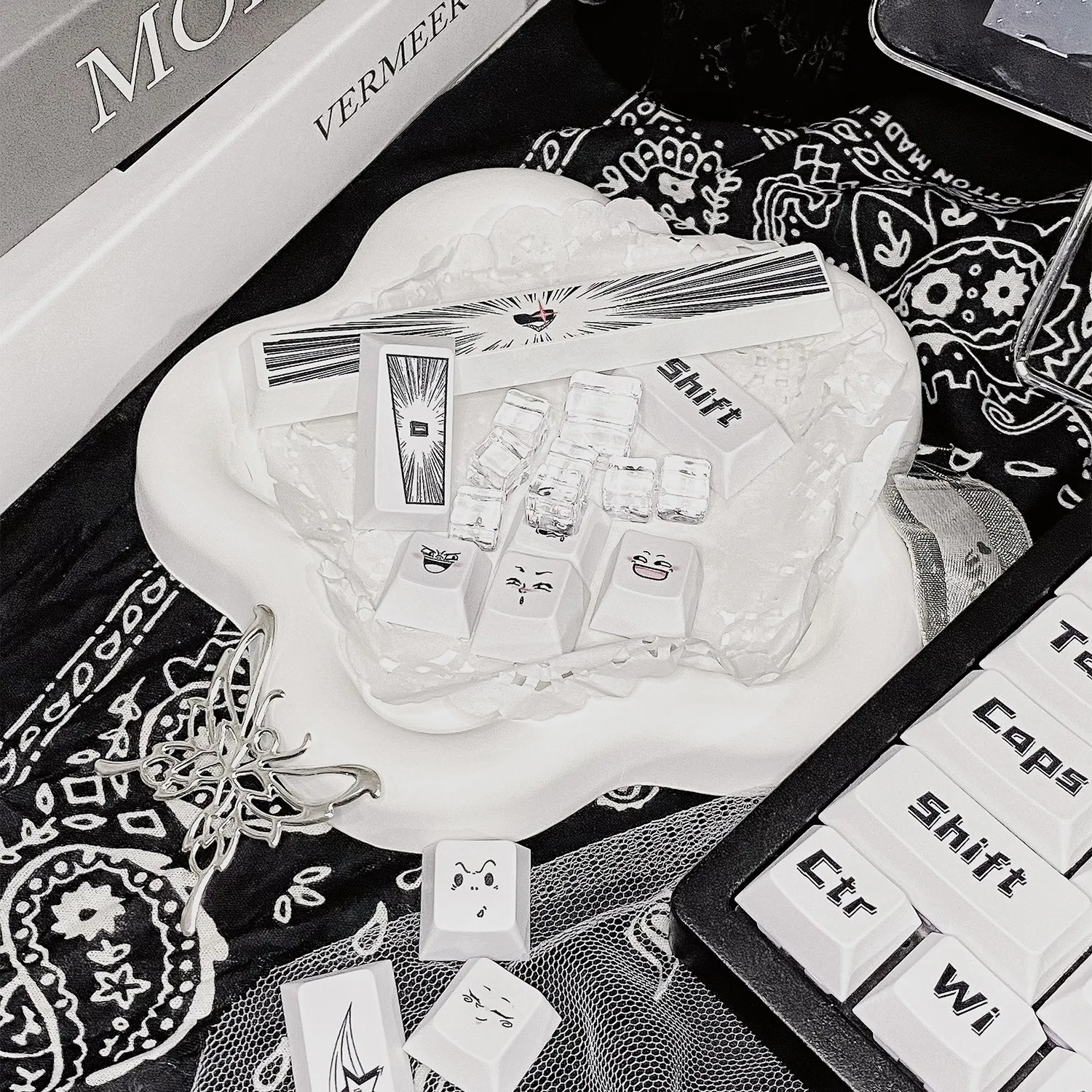 Teclas de perfil de cereza PBT de 127 teclas, teclas de sublimación de tinte con tema de emoticono para interruptor Mx, teclas de teclado mecánico, personalizadas, DIY - imagen 5