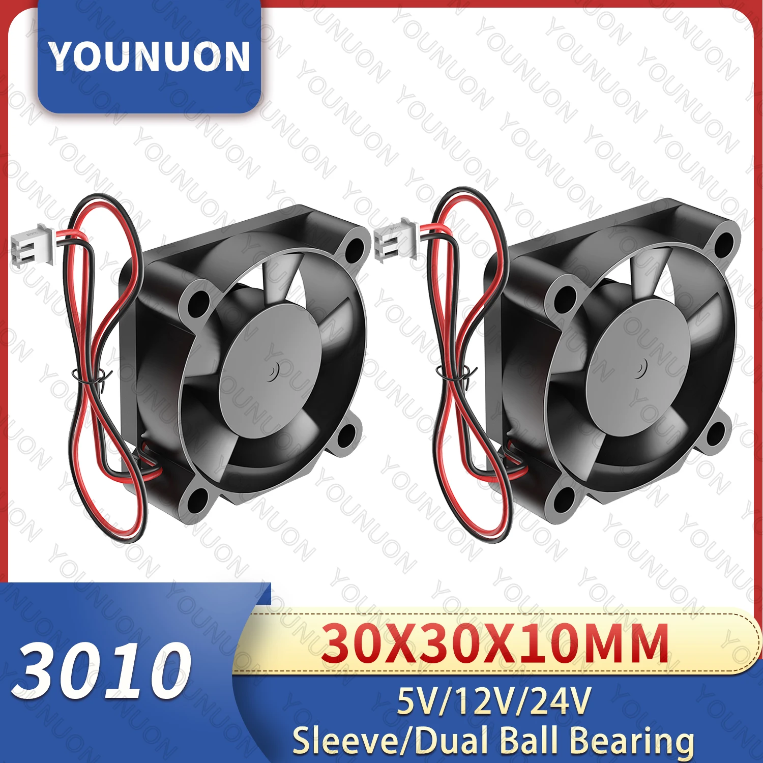 1/2/5 Uds YOUNUON 24V ventilador 30MM x 10MM doble rodamiento de bolas lámpara de coche sin escobillas ventilador de refrigeración 30mm Micro ventilador 3010 ventilador de refrigeración de Audio - imagen 5