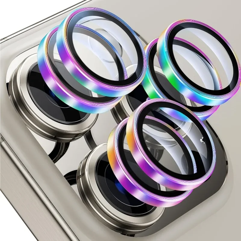 Protector de lente de cámara para iPhone, vidrio Protector de Metal de diamante para iPhone 15 Pro Max 14 13 12 11 Pro Max Plus Mini, 2 piezas - imagen 2