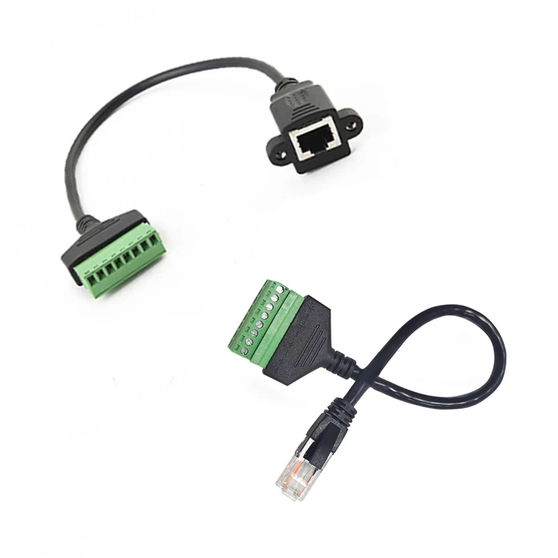 RJ45 Ethernet macho a 8 pines AV Terminal tornillo adaptador convertidor bloque enchufe Cable para cámara CCTV DVR