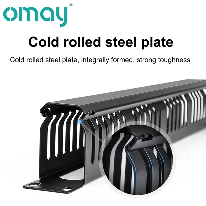 Soporte Horizontal de gestión de cables 1U, estante de servidor de 19 pulgadas, 12/24 ranuras, organizador de cables de conducto de dedo de Metal con CALA - imagen 5